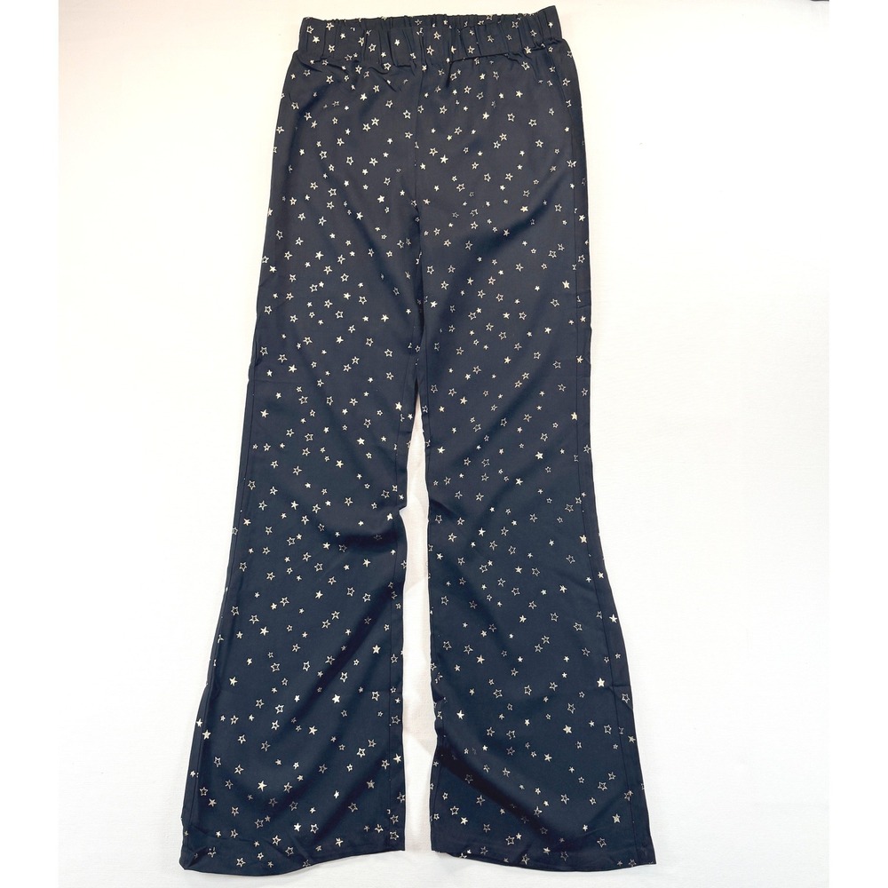 NWT Knot Sisters Anthropologie Star Wide Leg Pants Black Gold S